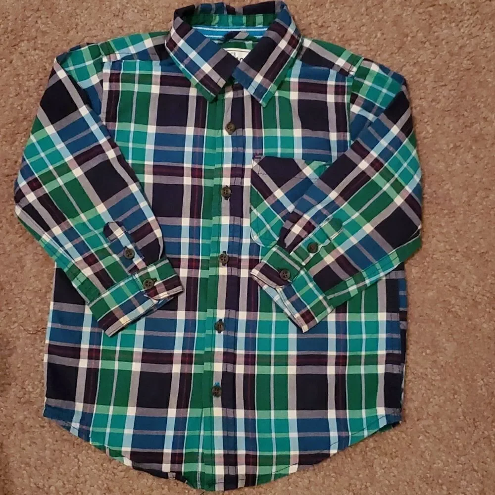 The Children's Place Boy's Long Sleeve Plaid Button Down Size 3T